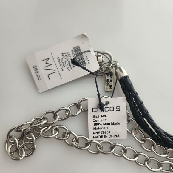 Chico\'s Lainy Luxe size 2 slouch belt Black/Gold/Silver New with Tags main image 4